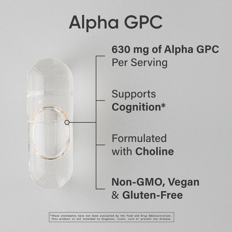 Sports Research® Alpha GPC 630mg (Extra Strength) – Bioavailable Choline for Focus & Cognitive Support | Vegan • Non-GMO • Gluten Free – 120 Liquid Capsules