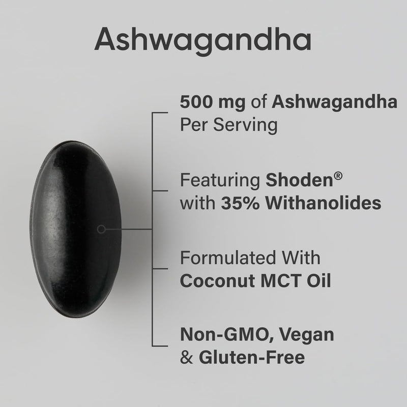 Sports Research Ashwagandha Softgels with Coconut MCT Oil – 120 Count – Shoden 35% Withanolides | Vegan & Gluten Free