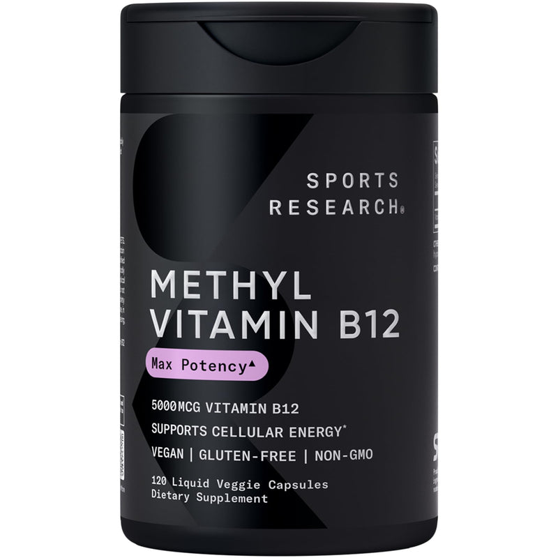 Sports Research Vitamin B12 5000mcg – Vegan Methylcobalamin, Non-GMO
