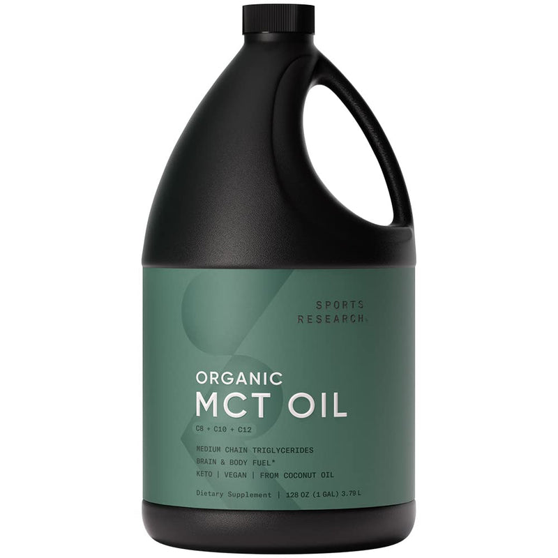 Sports Research Keto MCT Oil from Organic Coconuts – C8, C10, C12 – Unflavored (128 oz)