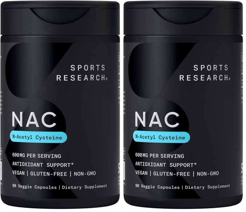 Sports Research N-Acetyl L-Cysteine (NAC) 600mg Veggie Capsules – Lemon Aroma, 2 Pack – Vegan, Non-GMO, Gluten Free