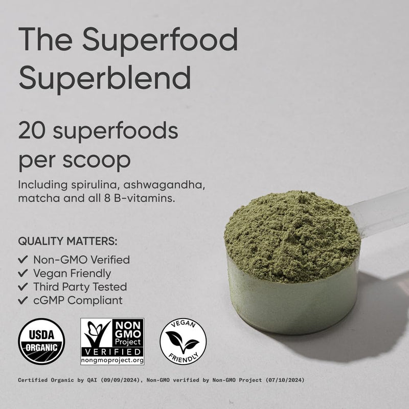 Sports Research Organic Greens Superfood Powder – Pineapple Coconut (30 Servings) | Spirulina, Chlorella, Adaptogens, Probiotics, 8 B Vitamins | Vegan, Sugar-Free