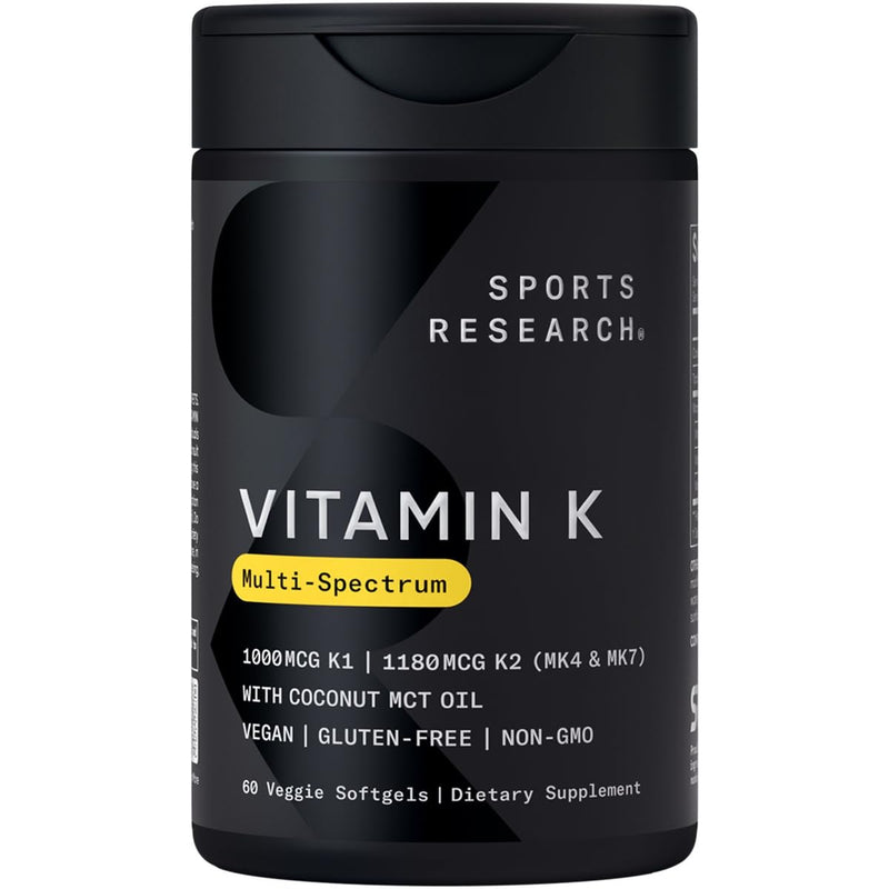 Sports Research Vitamin K Multi-Spectrum - 60 Softgels | K1, K2 MK-4 & MK-7