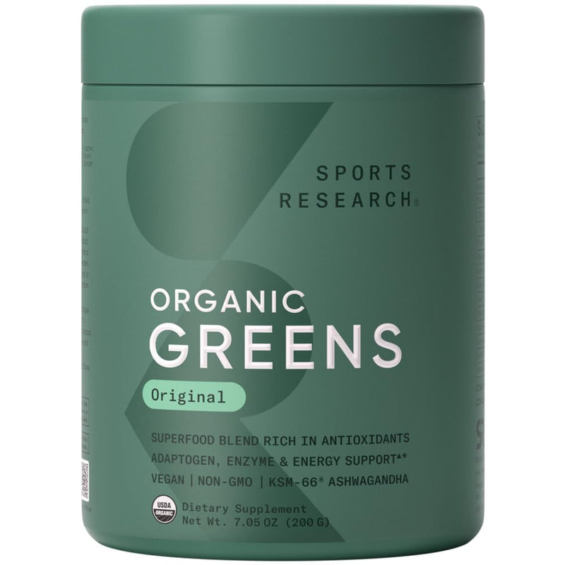 Sports Research Organic Greens Powder – Spirulina & Chlorella, 8 B Vitamins, Vegan