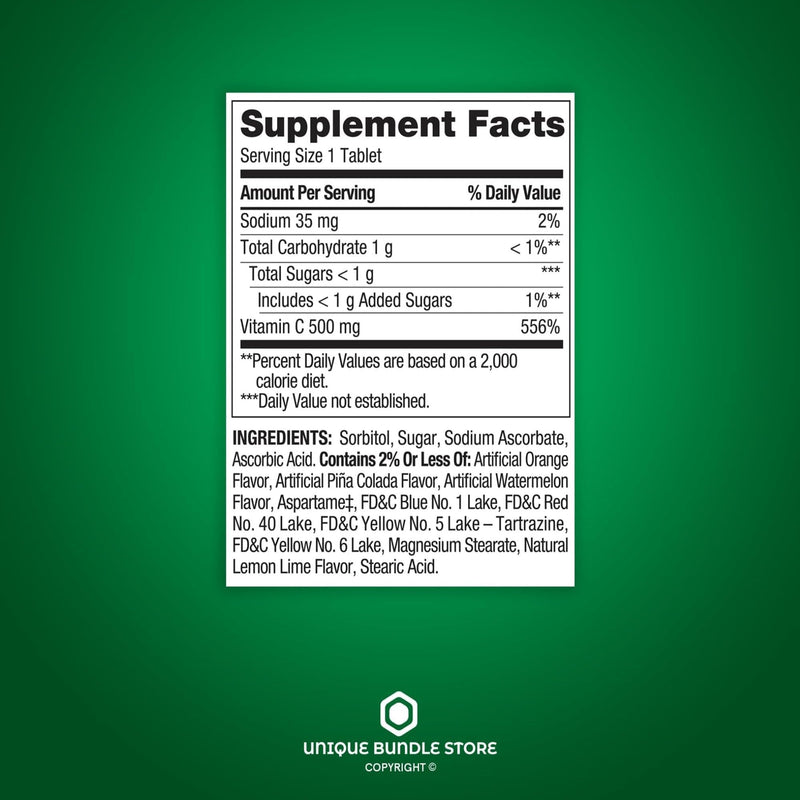 Spring Valley Vitamin C 500mg Chewable Tablets – Tropical Fruit Flavor, 200 Count (Pack of 2)
