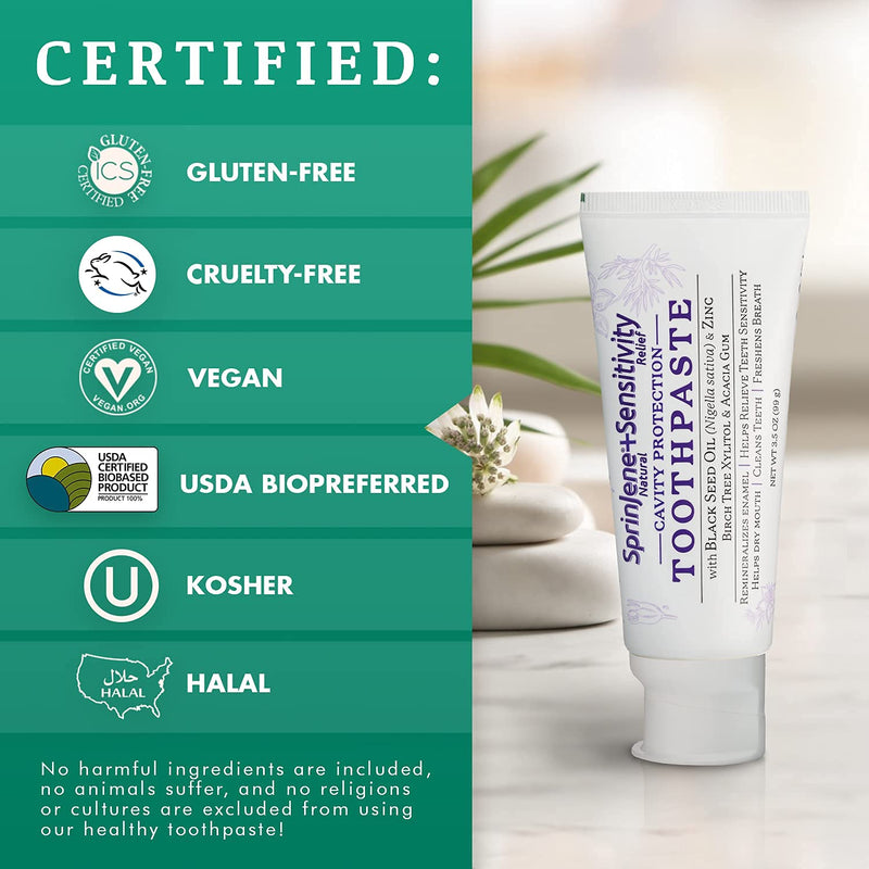 SprinJene Sensitivity Relief Toothpaste – Fluoride, Sensitive Teeth, USA