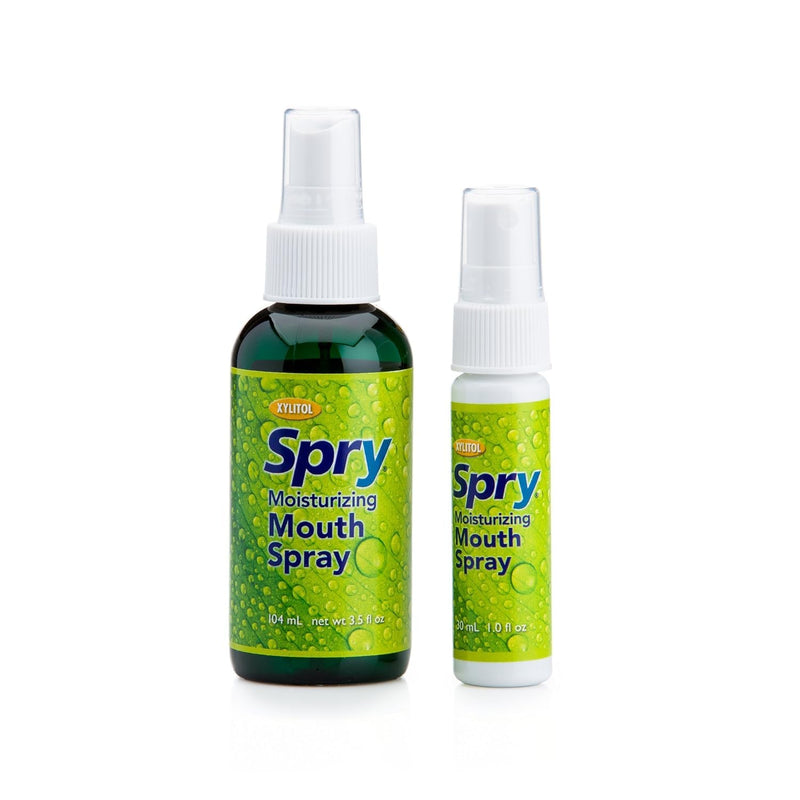 Spry Natural Xylitol Moisturizing Dry Mouth Spray – Stop Bad Breath, Increase Saliva, Non-GMO, Gluten-Free, Spearmint (Pack of 2)