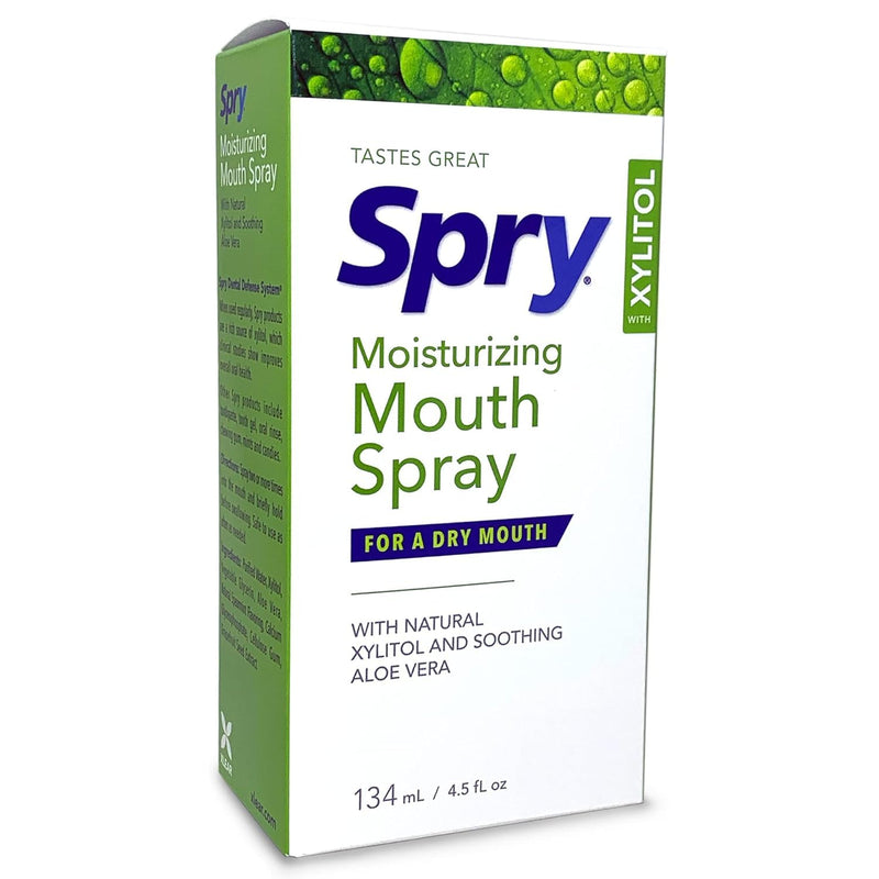 Spry Natural Xylitol Moisturizing Dry Mouth Spray – Stop Bad Breath, Increase Saliva, Non-GMO, Gluten-Free, Spearmint (Pack of 2)