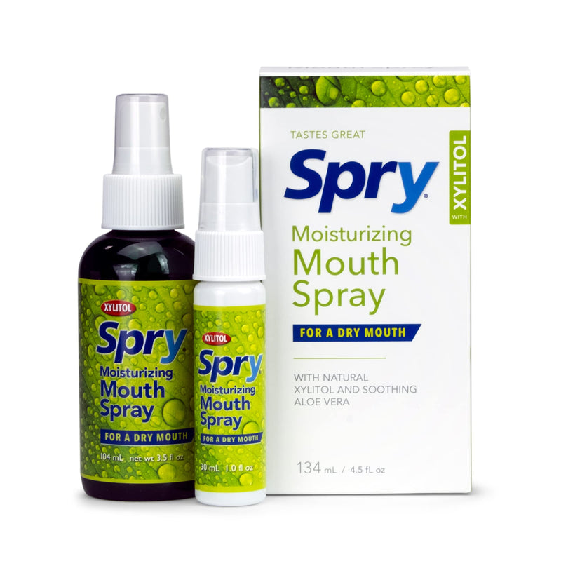 Spry Xylitol Moisturizing Dry Mouth Spray – Spearmint, 4.5 oz, Non-GMO