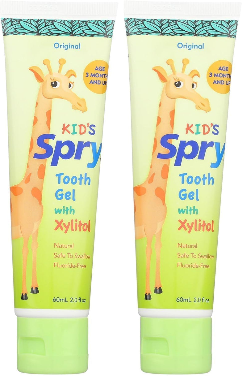 Spry Natural Xylitol Toothpaste for Babies & Kids - Fluoride Free, 2 oz Pack