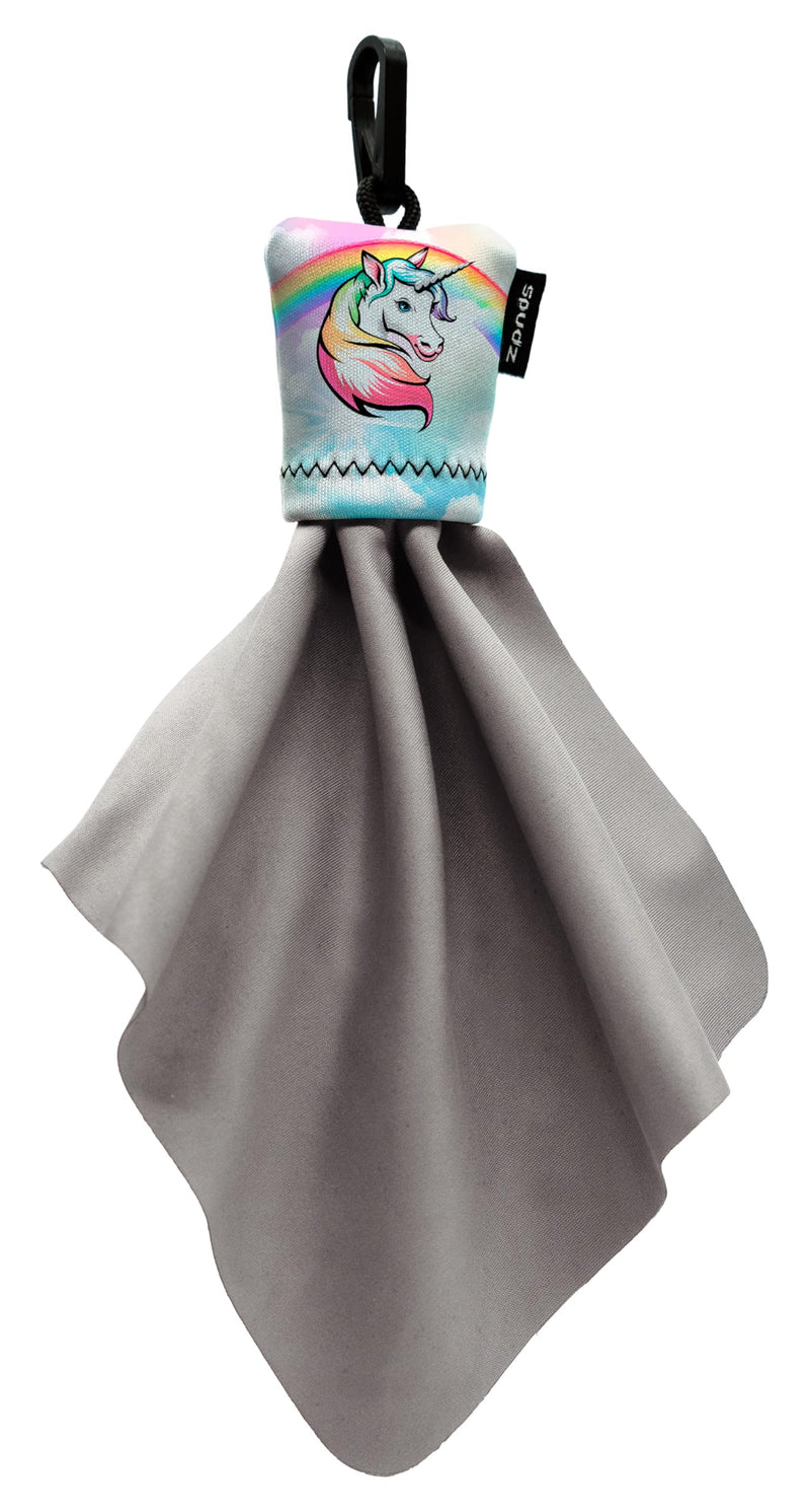 SPUDZ Classic Microfiber Lens Cleaner – Clip-On Pouch, Washable – 6 x 6 in | Pastel Unicorn