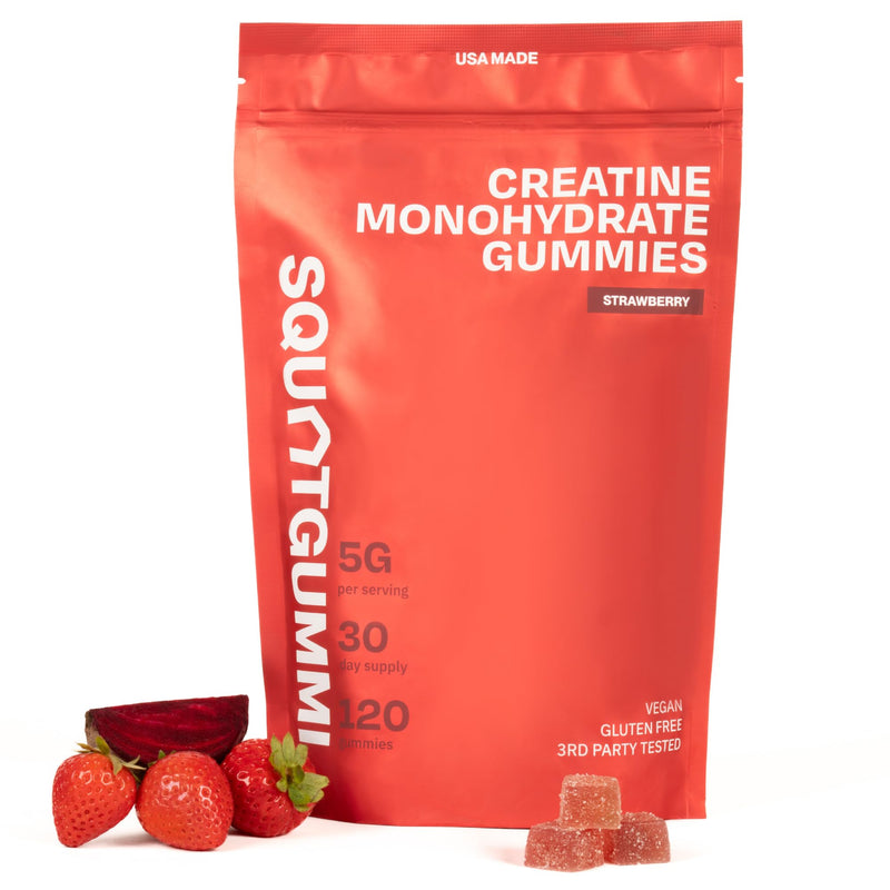 SquatGummi Creatine Monohydrate Gummies – 5g per Serving, Strawberry