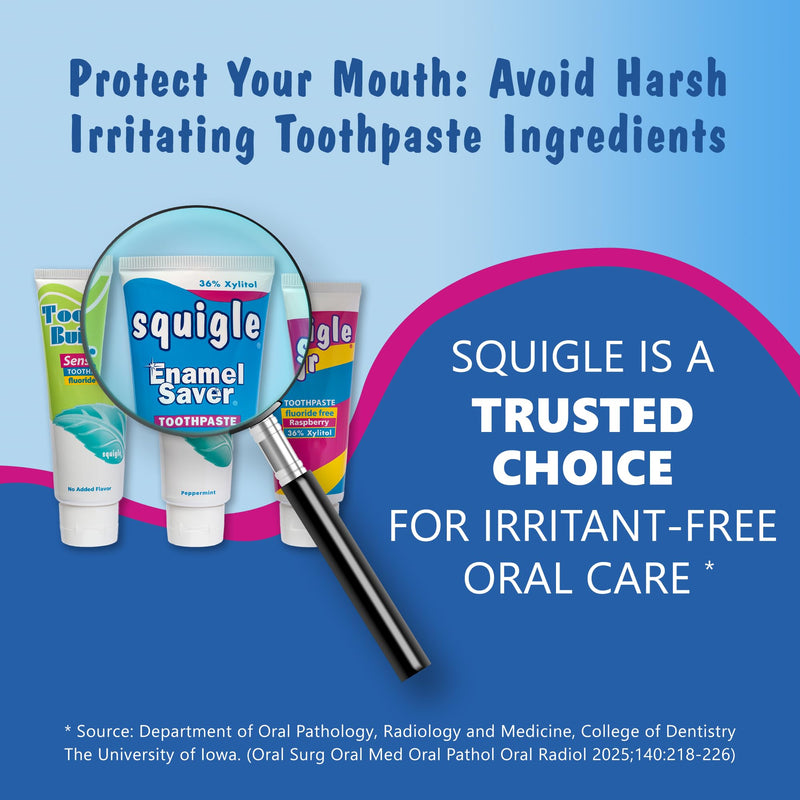 Squigle Enamel Saver Toothpaste (12 Pack) – Canker Sore Prevention & Sensitive Mouth Care
