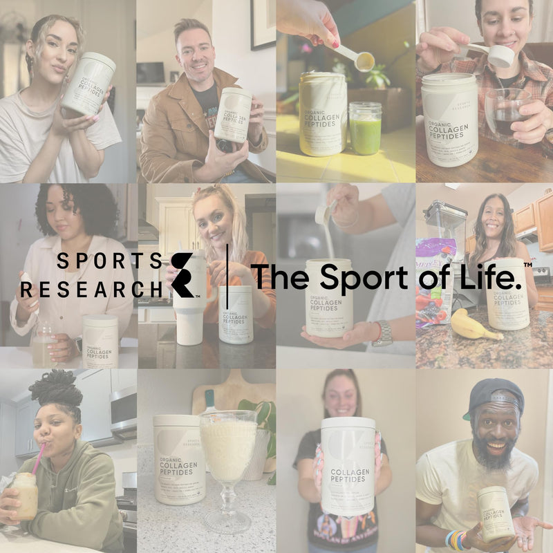 Sports Research Collagen Peptides + Organic Matcha – Gluten Free, Non-GMO