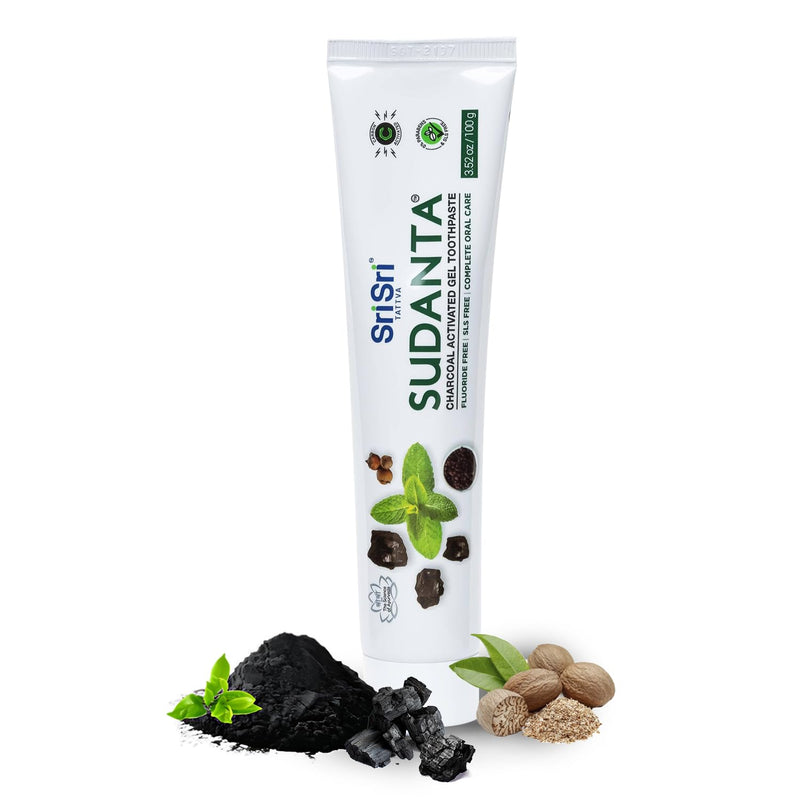 Sri Sri Tattva Sudanta Charcoal Toothpaste Gel – Herbal, SLS & Fluoride Free