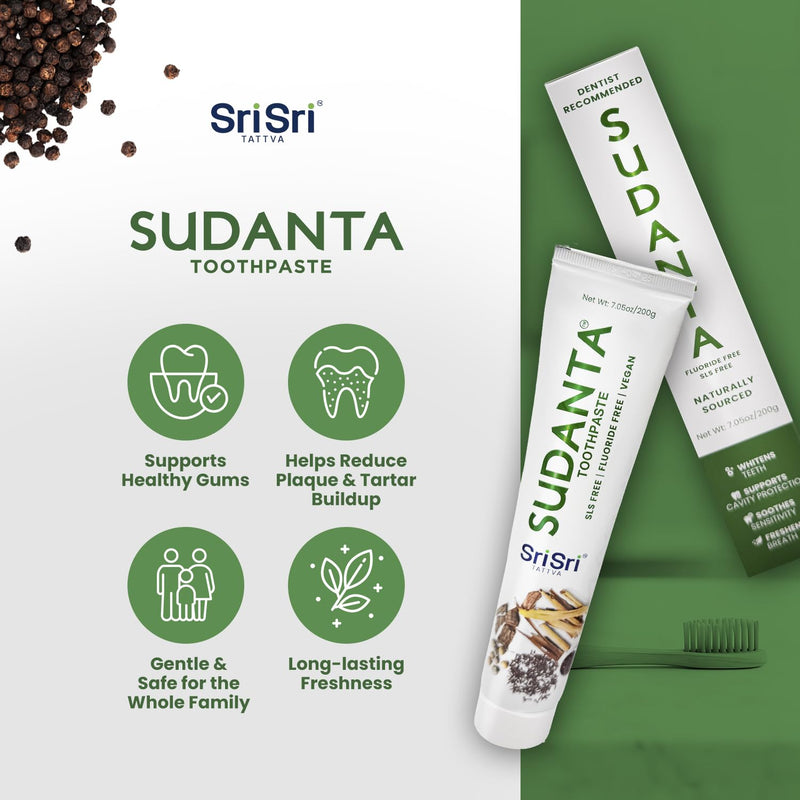 Sri Sri Tattva Sudanta Herbal Toothpaste – SLS Free & Fluoride Free, 200g