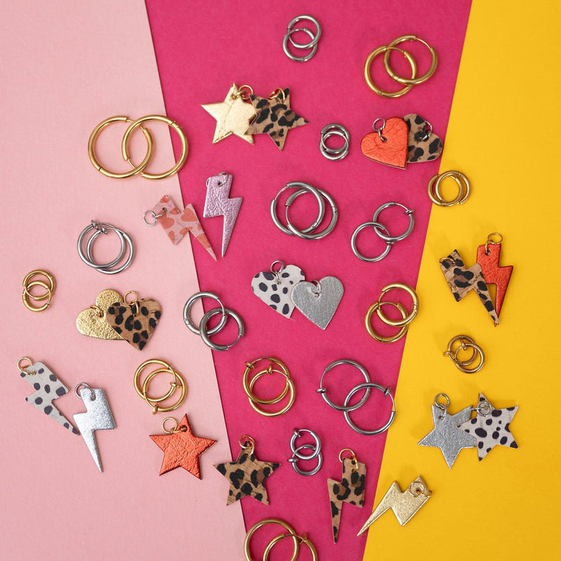 Gold and leopard mini star cork charms