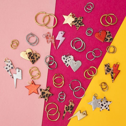 Red and leopard mini heart cork charms