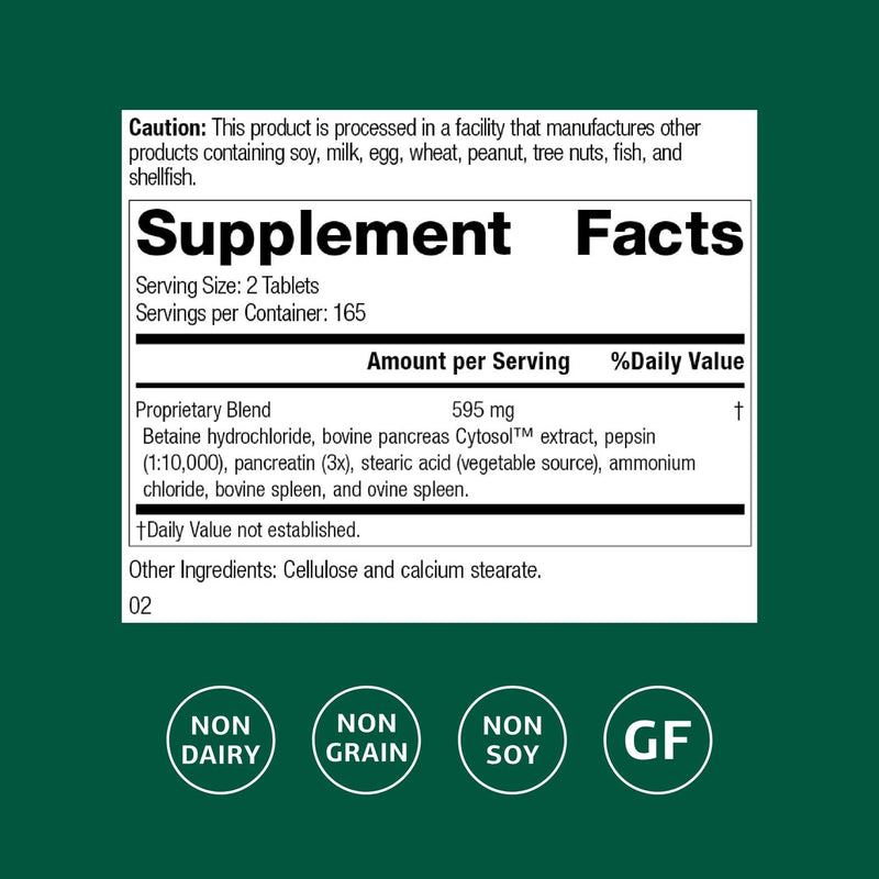 Standard Process Zypan - Digestive Enzyme Support with Pancreatin, Pepsin & HCl | 330 Tablets