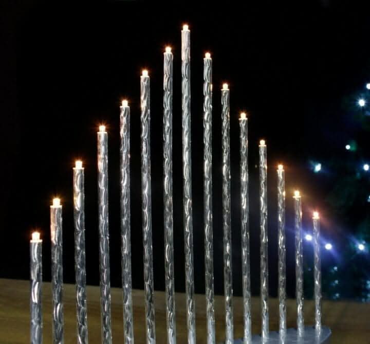 Christmas 15 LED Silver Twisted Candle Bridge