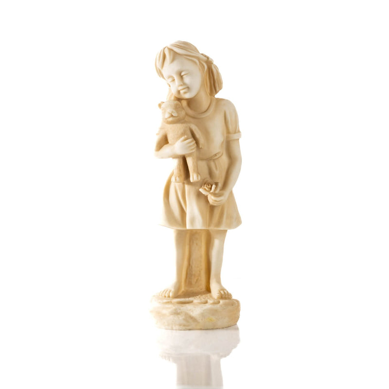 Standing Boy and Girl Garden Statues Set Stone Effect Resin Figures