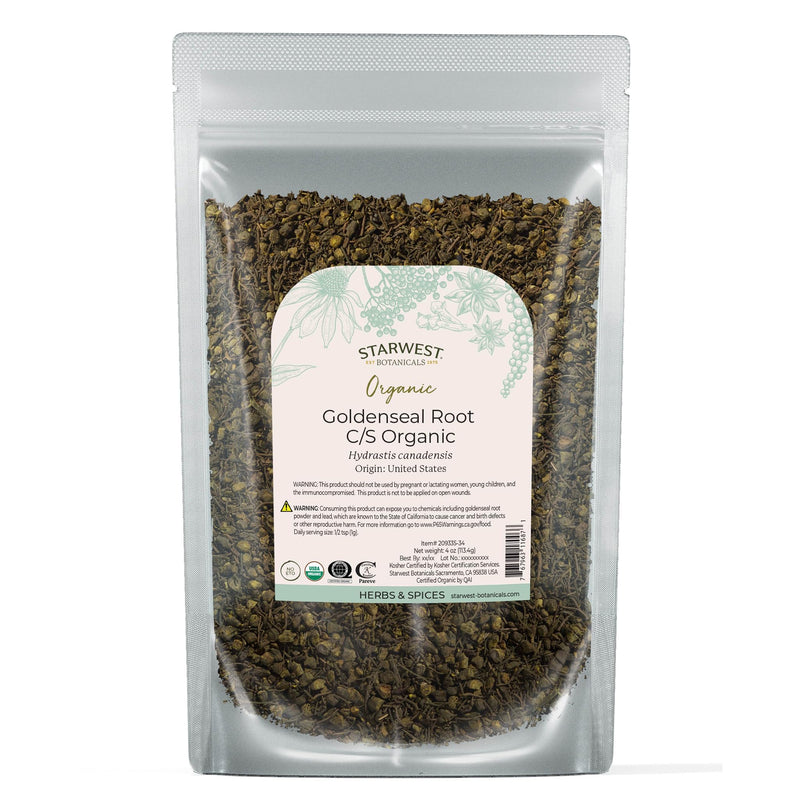 Starwest Botanicals Organic Goldenseal Root - 4 oz Pouch, Hydrastis canadensis