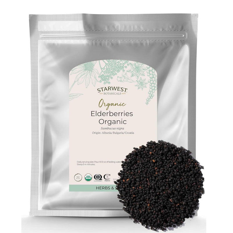 Starwest Botanicals Organic Elderberries – Dried Elderberries for Tea, Syrup & Jam (2 lb Bulk)