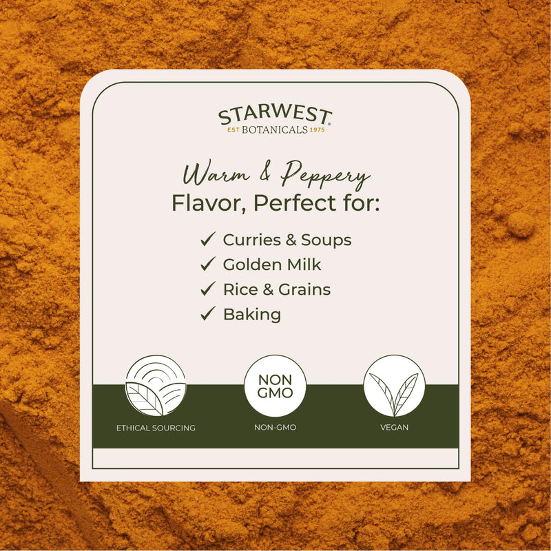 Starwest Organic Ground Turmeric Root Powder – 2 lb Bulk, Kosher, Non-GMO, Curcumin
