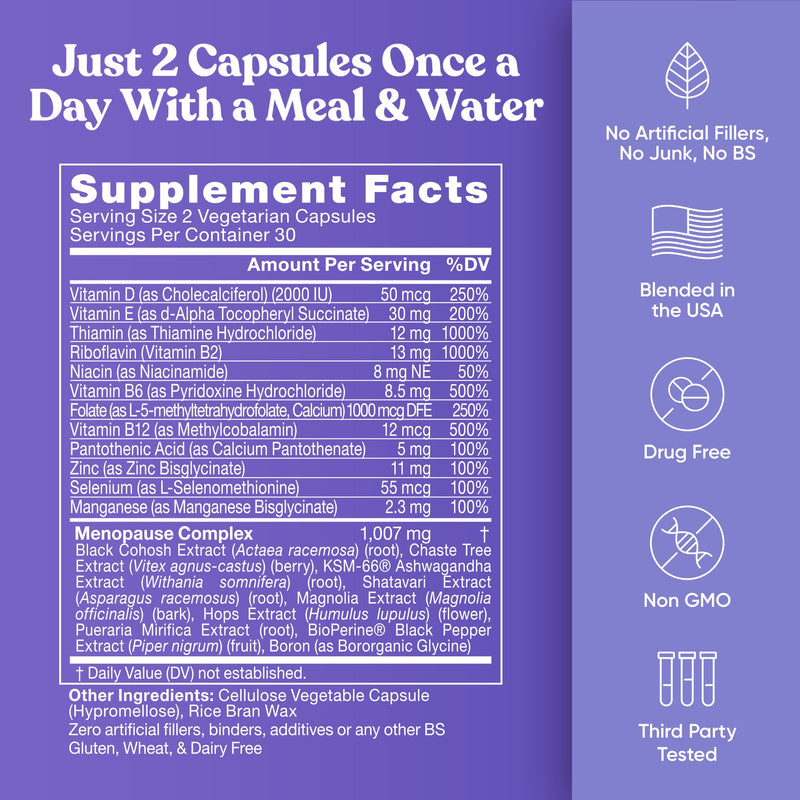 Staying Cool Menopause Supplements for Women - Hot Flash Relief, Weight Support, & Night Sweats - Vitex Chaste Tree & Black Cohosh - 60 Vegetarian Soft Capsules