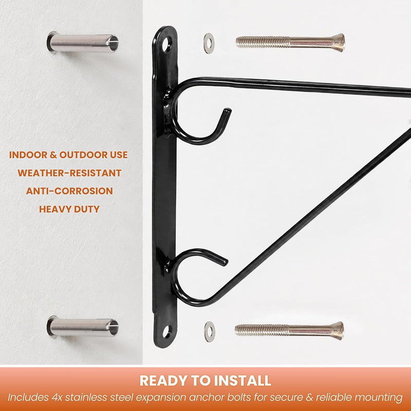 2 Pack Heavy Duty Hanging Basket Wall Brackets 14/16"