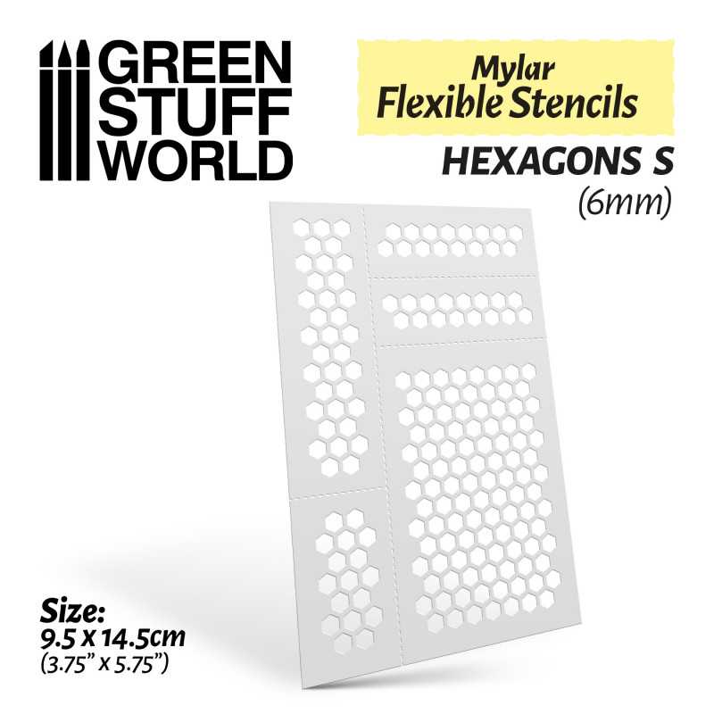 Green Stuff World - Mylar Flexible Stencils HEXAGONS Small (6mm)