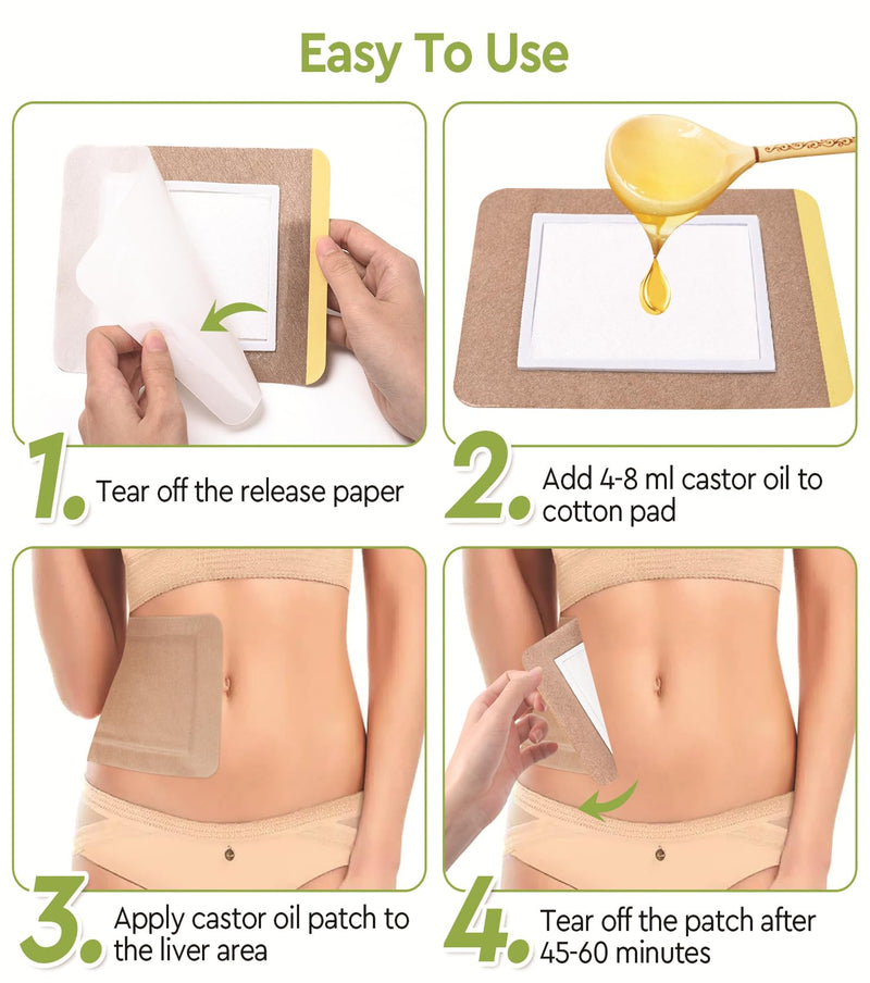 STFOCE 10pcs Castor Oil Pack Wrap – Self-Adhesive, Disposable Organic Cotton | Kahaki
