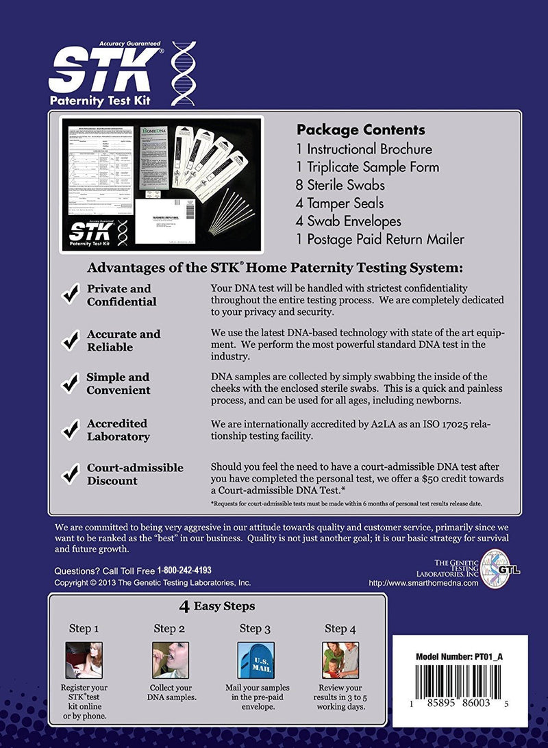 STK Paternity Test Kit – All Lab Fees Included, Free Return Mailer, 99.999% Accurate (2-Person)