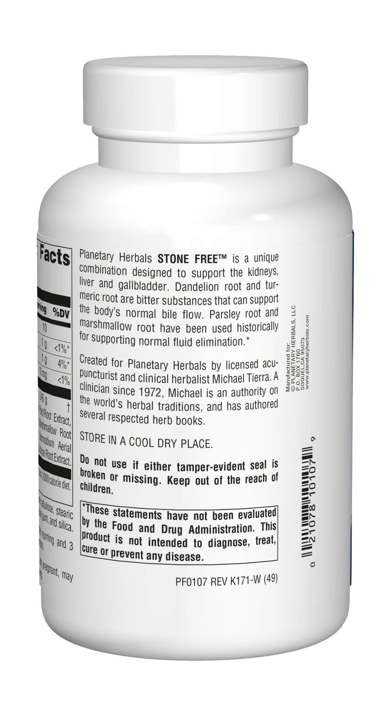 Planetary Herbals Stone Free 820 mg - Herbal Kidney & Gallbladder Support (180 Tablets)