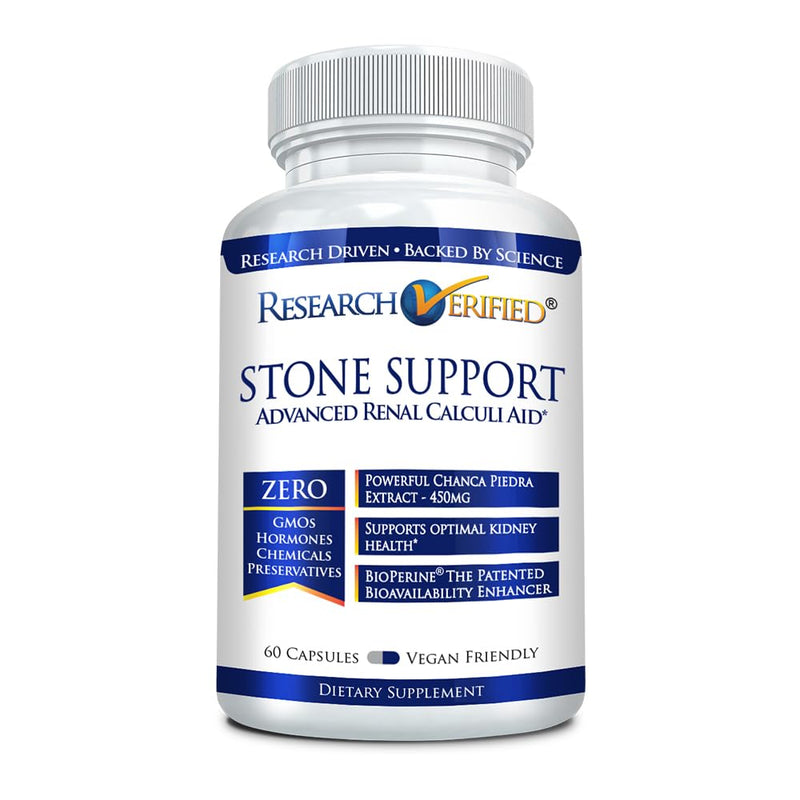 Research Verified Stone Support - Kidney Stone Defense | Chanca Piedra, Crataeva Nurvala, BioPerine | Vegan - 60 Capsules