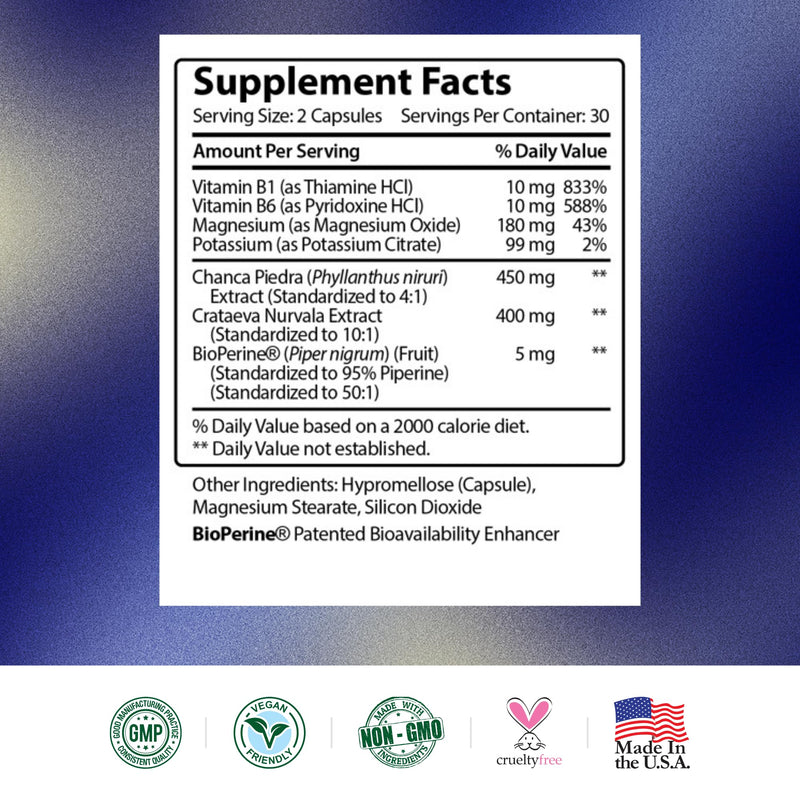Research Verified Stone Support - Kidney Stone Defense | Chanca Piedra, Crataeva Nurvala, BioPerine | Vegan - 60 Capsules