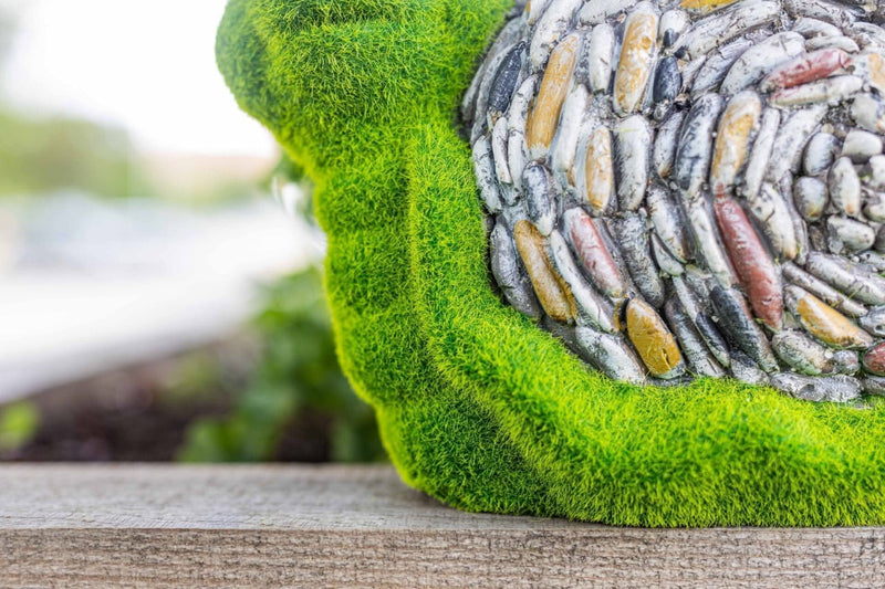Stone & Grass Effect Snail Garden Ornament Resin Statue 28cm