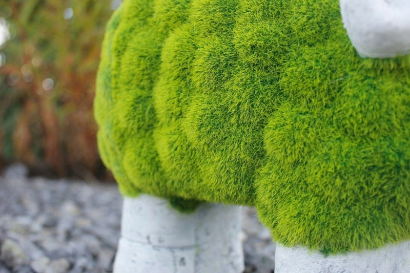 Stone & Grass Effect Sheep Garden Ornament Resin Statue 35cm
