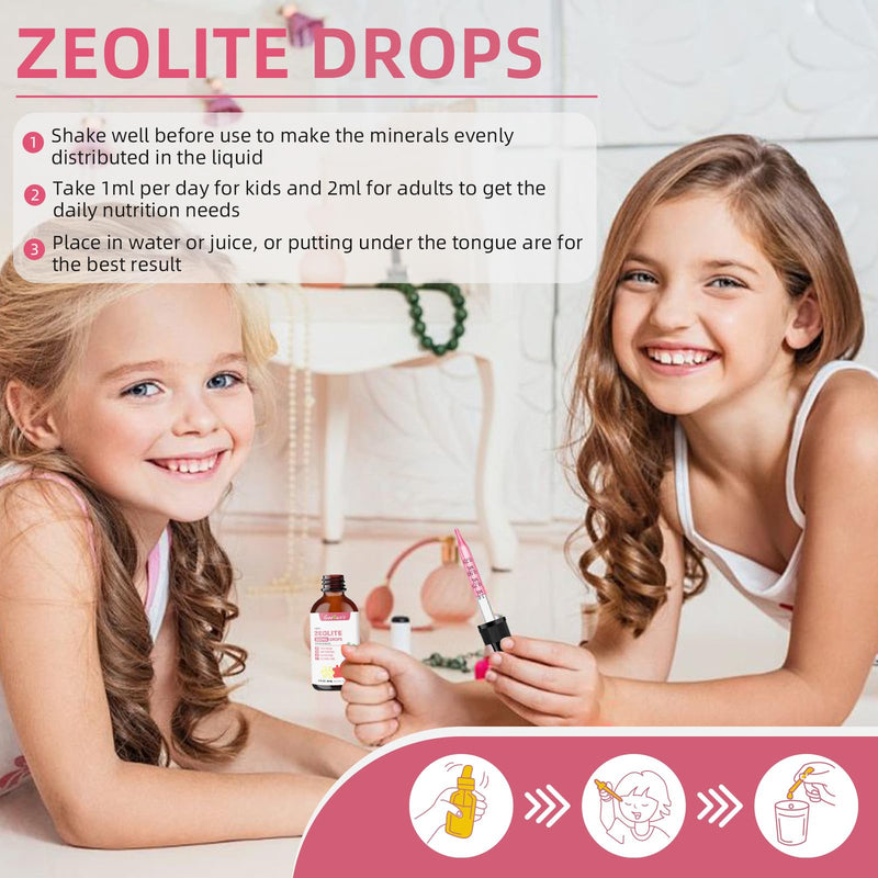 Zeolite Detox Drops for Kids & Adults  300 mg Clinoptilolite, 2 oz