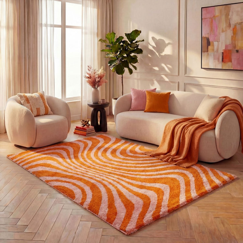 Joli Striped Orange & Pink Rug