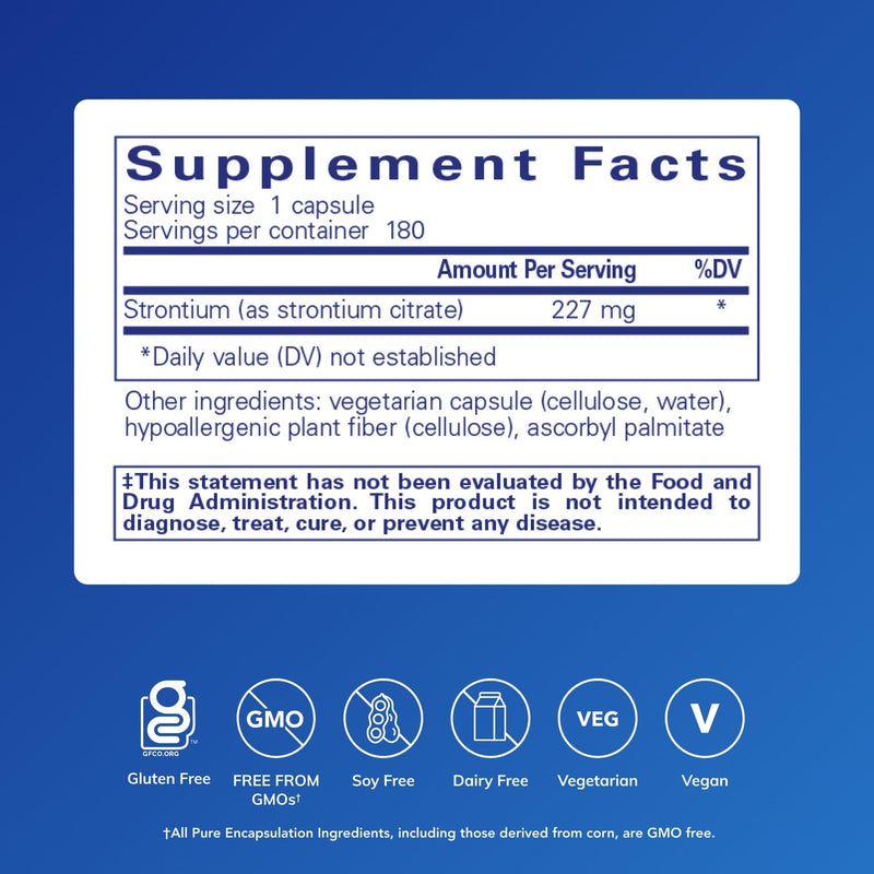 Pure Encapsulations Strontium (Citrate) – Hypoallergenic Bone Support, 180 Capsules