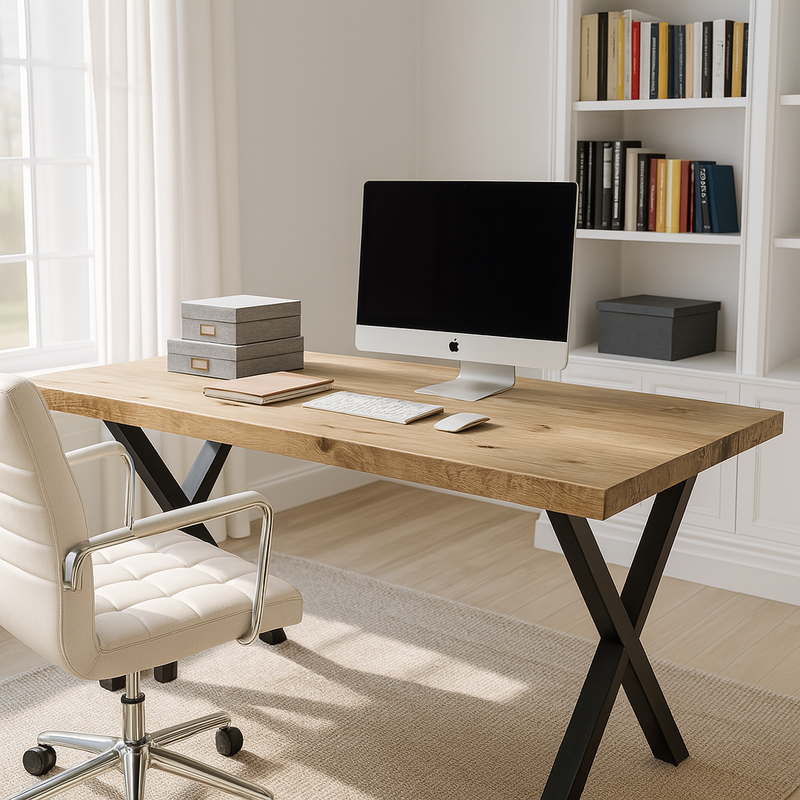 Study Desk / Table With X Cross Metal Legs