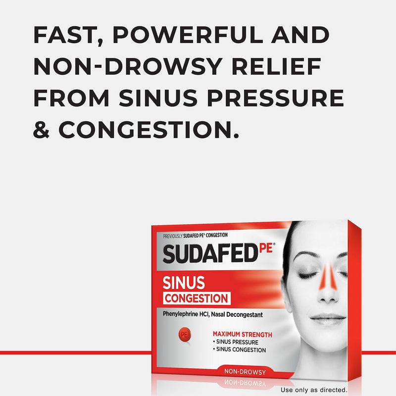 Sudafed PE Sinus Congestion Relief Tablets – Maximum Strength, Non-Drowsy (36 ct)