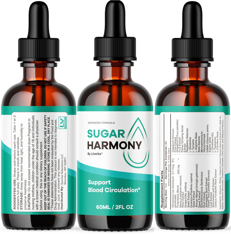 Sugar Harmony Drops (3 Pack) – Premium Liquid Wellness Support | 3 Bottles