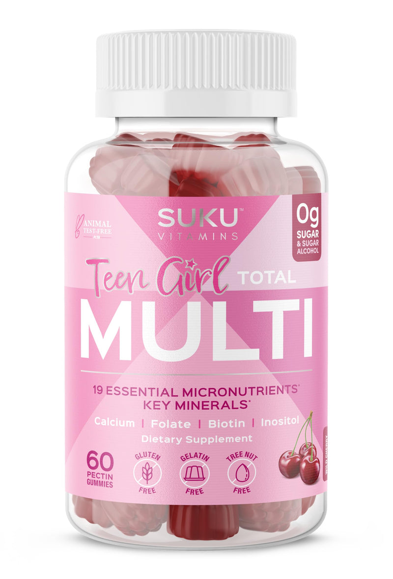 SUKU Teen Girl Multivitamin Gummies - Vitamins A, B12, C, D3, E, Biotin & Zinc