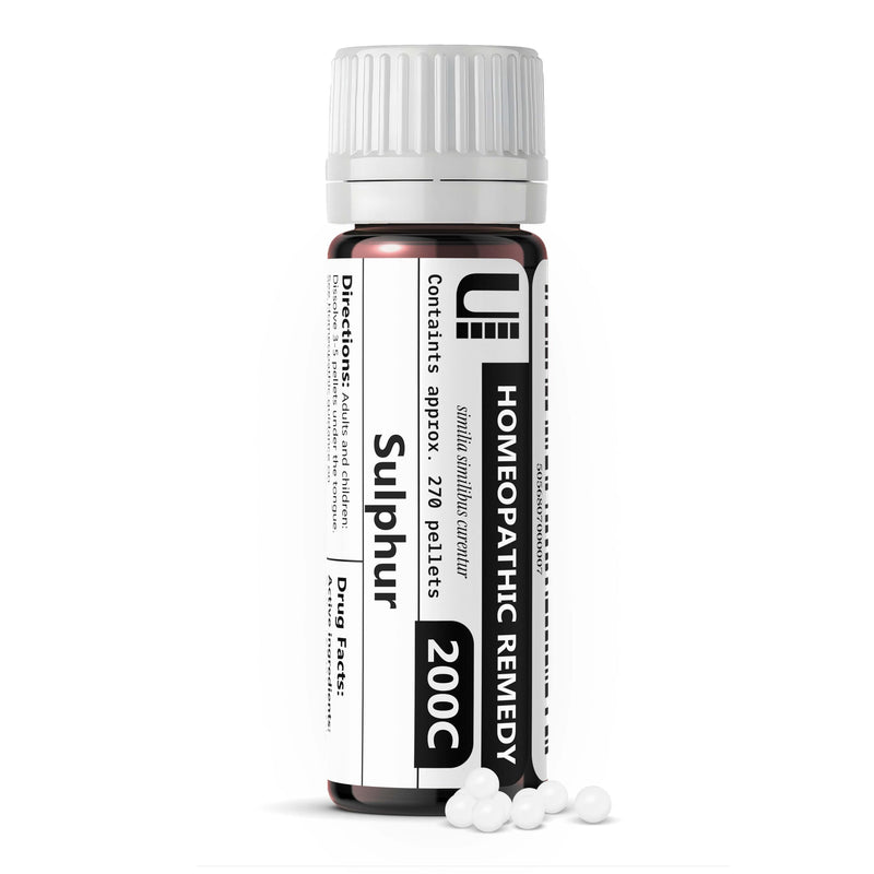 Sulphur 200C Homeopathic Remedy, 270 Pellets – Lactose-Free, No Artificial Additives