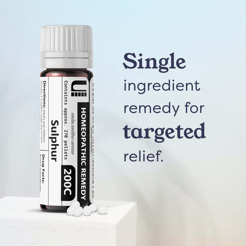 Sulphur 200C Homeopathic Remedy, 270 Pellets – Lactose-Free, No Artificial Additives