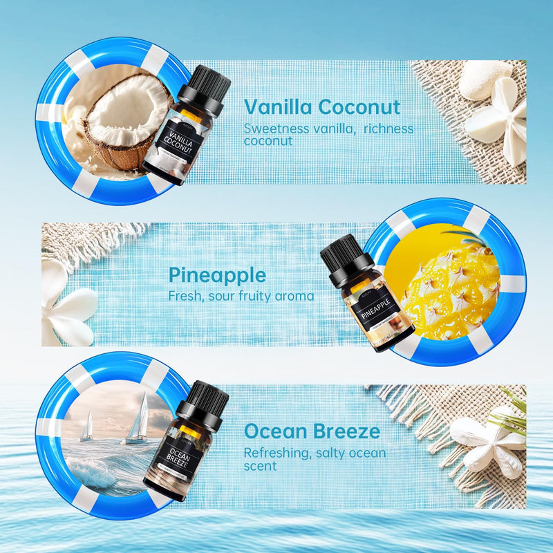 Summer Essential Oils Set — 6 Tropical Blends for Diffusers & Candles