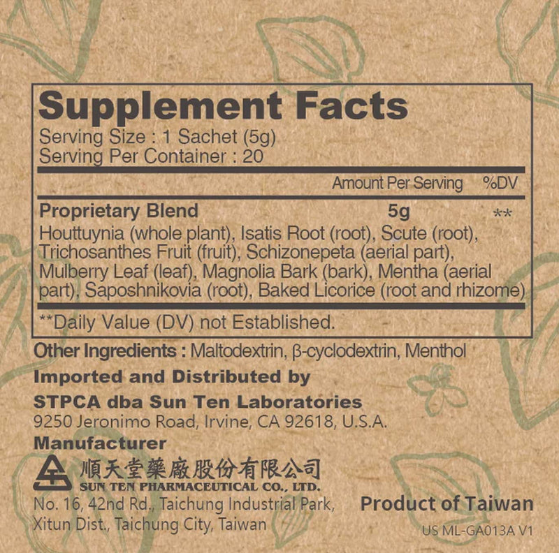 SUNTEN RespireAid™ All-Natural Lung Cleanse & Detox | 100g (20 Sachets) - 5g per Sachet