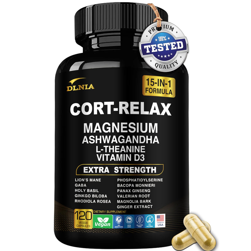Super Calm Cortisol Support with Magnesium Bisglycinate | Ashwagandha KSM-66, L-Theanine | 120 Count
